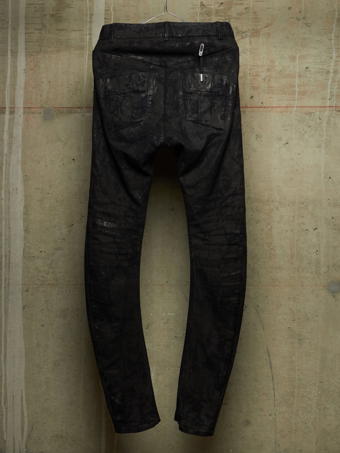 Boris Bidjan Saberi SS16 'P13XTRATIGHT F177' Black Object-Dyed Vinyl Processed Skinny Stretch Denim