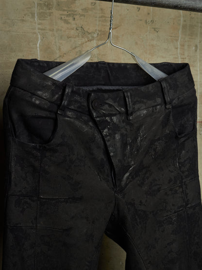 Boris Bidjan Saberi SS16 'P13XTRATIGHT F177' Black Object-Dyed Vinyl Processed Skinny Stretch Denim