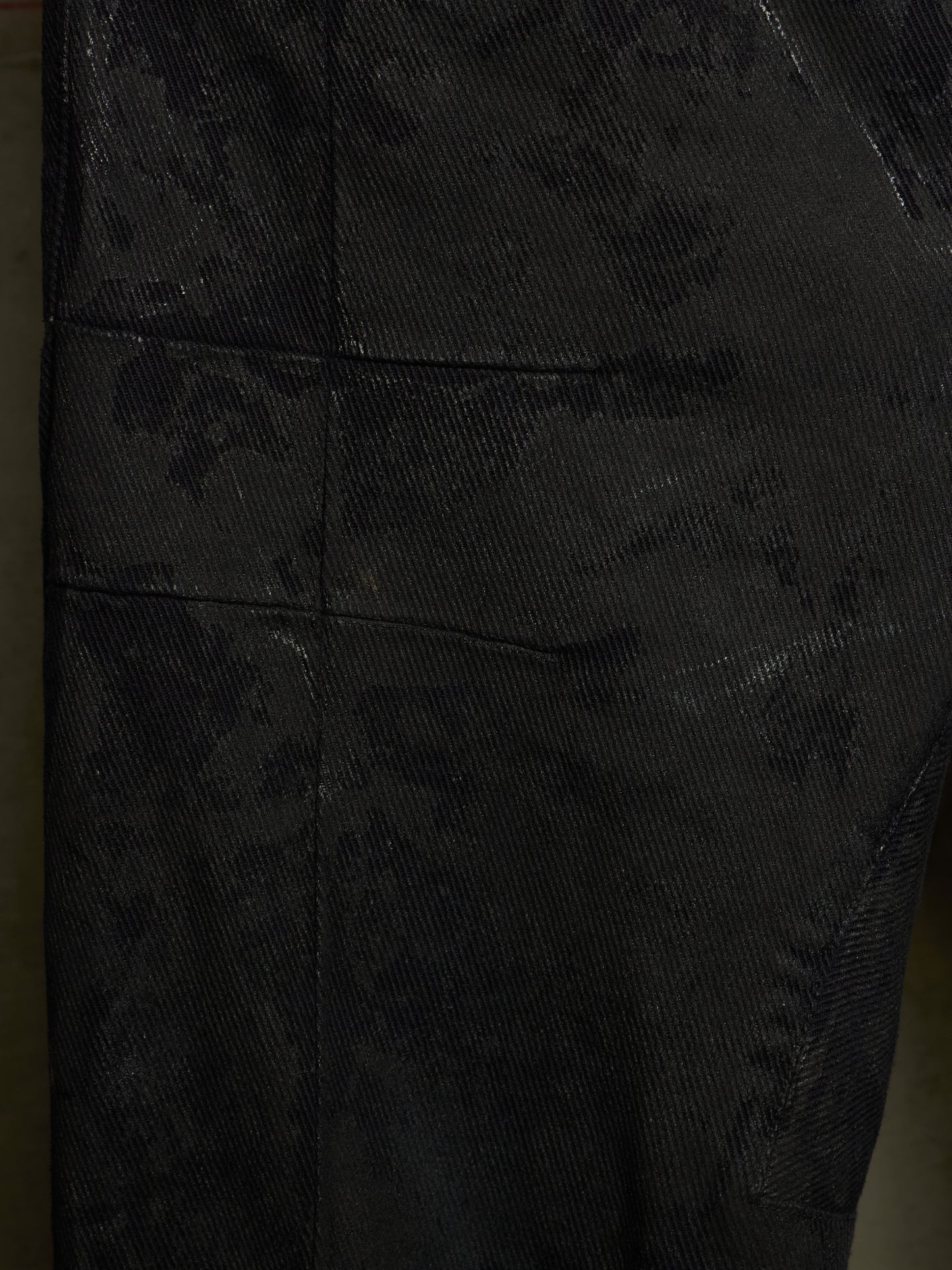 Boris Bidjan Saberi SS16 'P13XTRATIGHT F177' Black Object-Dyed Vinyl Processed Skinny Stretch Denim