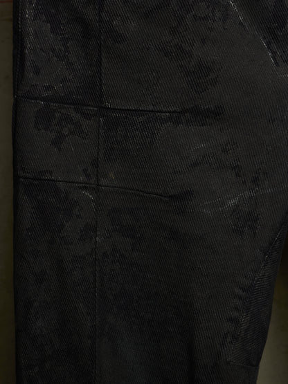 Boris Bidjan Saberi SS16 'P13XTRATIGHT F177' Black Object-Dyed Vinyl Processed Skinny Stretch Denim