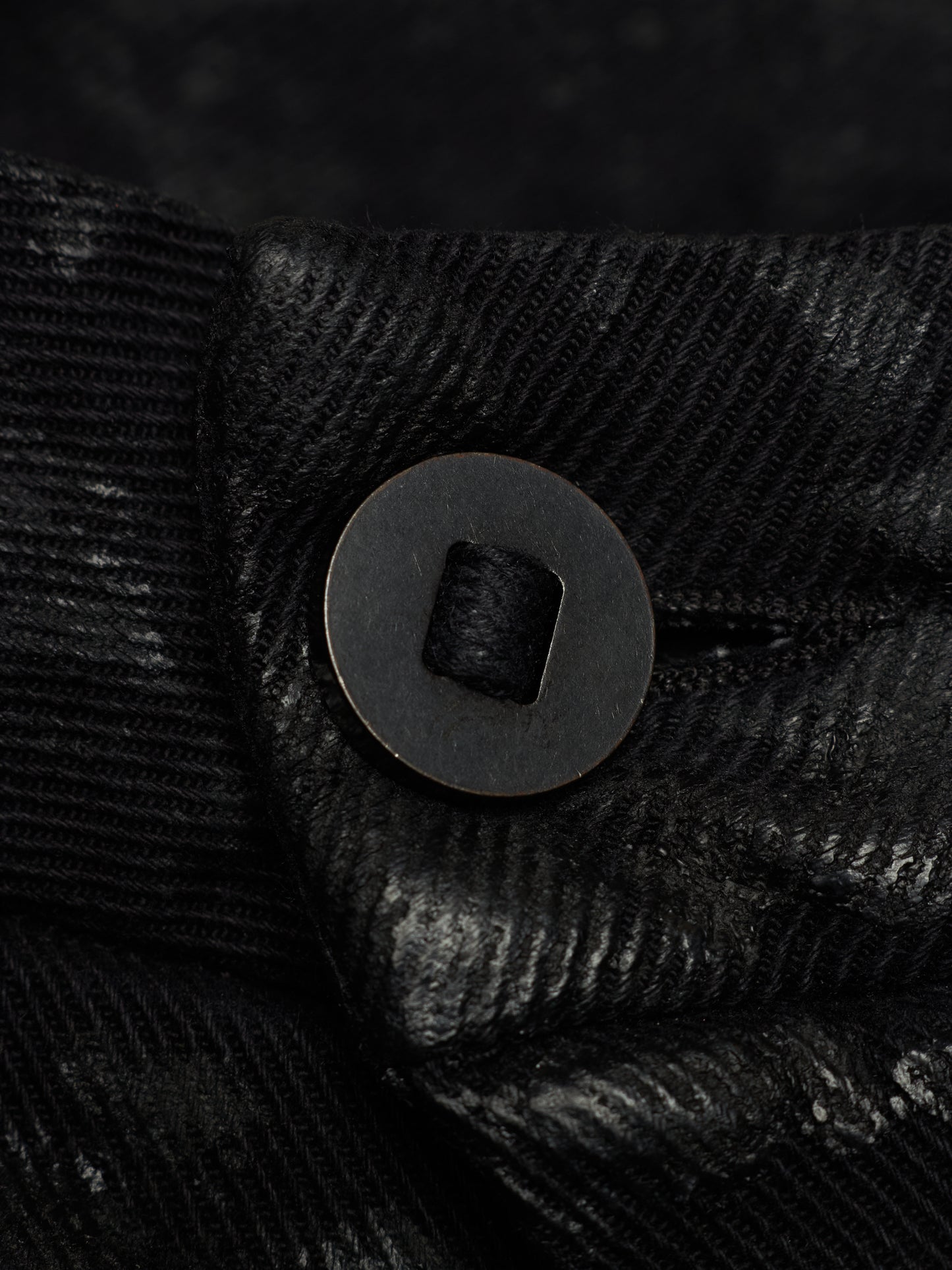 Boris Bidjan Saberi SS16 'P13XTRATIGHT F177' Black Object-Dyed Vinyl Processed Skinny Stretch Denim