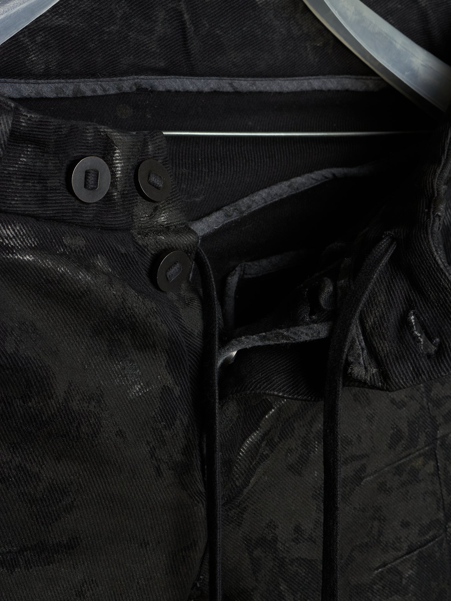 Boris Bidjan Saberi SS16 'P13XTRATIGHT F177' Black Object-Dyed Vinyl Processed Skinny Stretch Denim