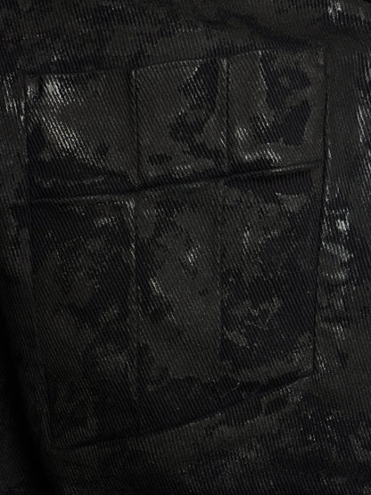 Boris Bidjan Saberi SS16 'P13XTRATIGHT F177' Black Object-Dyed Vinyl Processed Skinny Stretch Denim