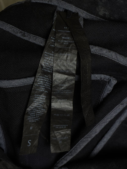 Boris Bidjan Saberi SS16 'P13XTRATIGHT F177' Black Object-Dyed Vinyl Processed Skinny Stretch Denim
