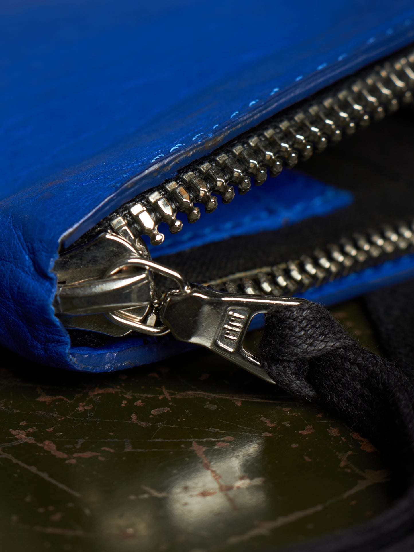 Boris Bidjan Saberi SS16 'WALLET 1 F2423M-A' Nuclear Blue Yak Leather Zip Wallet