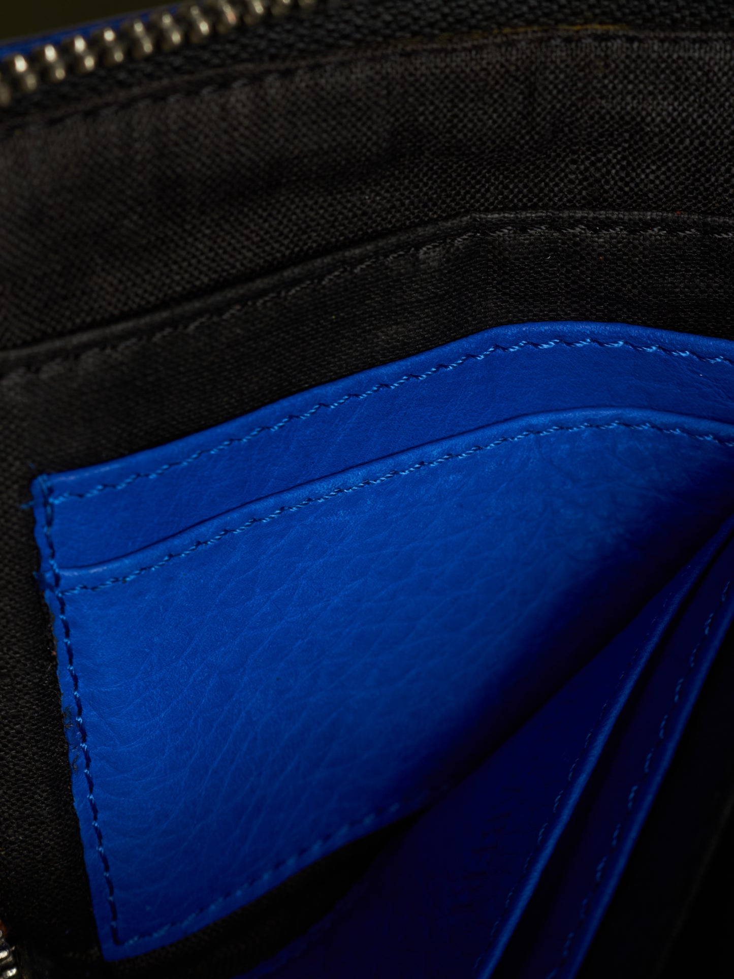 Boris Bidjan Saberi SS16 'WALLET 1 F2423M-A' Nuclear Blue Yak Leather Zip Wallet