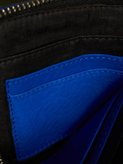 Boris Bidjan Saberi SS16 'WALLET 1 F2423M-A' Nuclear Blue Yak Leather Zip Wallet