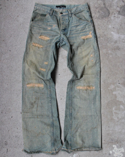 ATTACHMENT by Kazuyuki Kumagai 00s Distressed Mud-Wash Bootcut