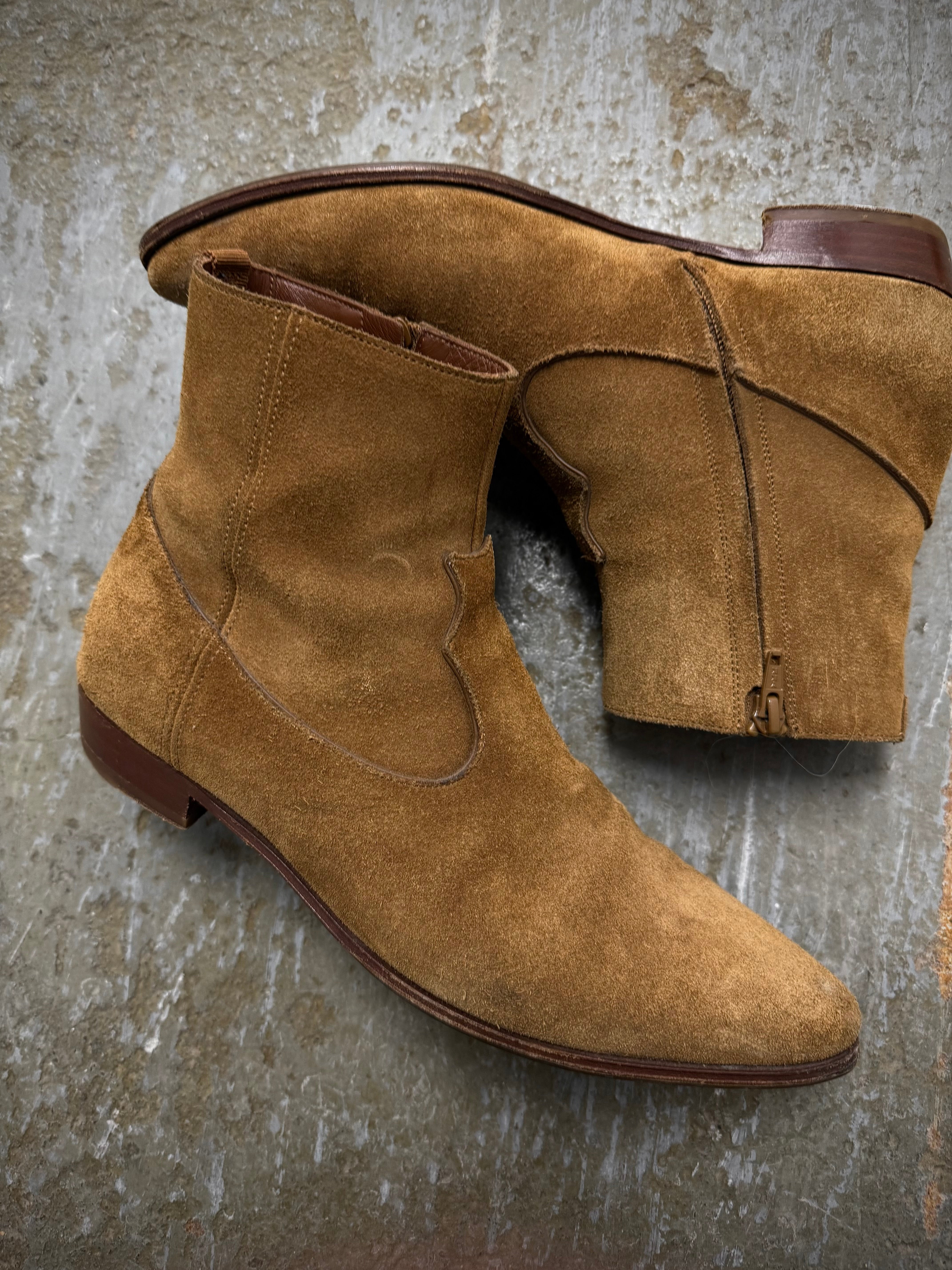 CELINE Hedi Slimane SS19 Jacno Suede Side Zip Boots – DRIEW