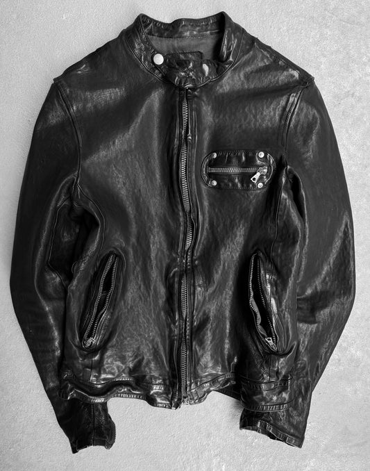 Isamu Katayama “BACKLASH” AW12 Distressed Calfskin Leather Rider Jacket