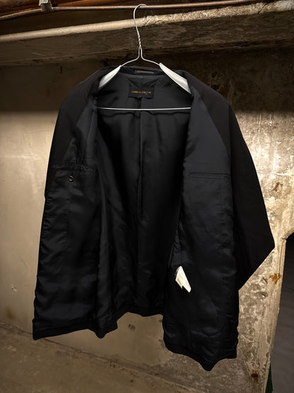 COMME des GARÇONS Late 80s 'Jean Paul Gaultier' Woven Tag Asymmetric Open-front Blazer detail | DRIEW GARMENTS