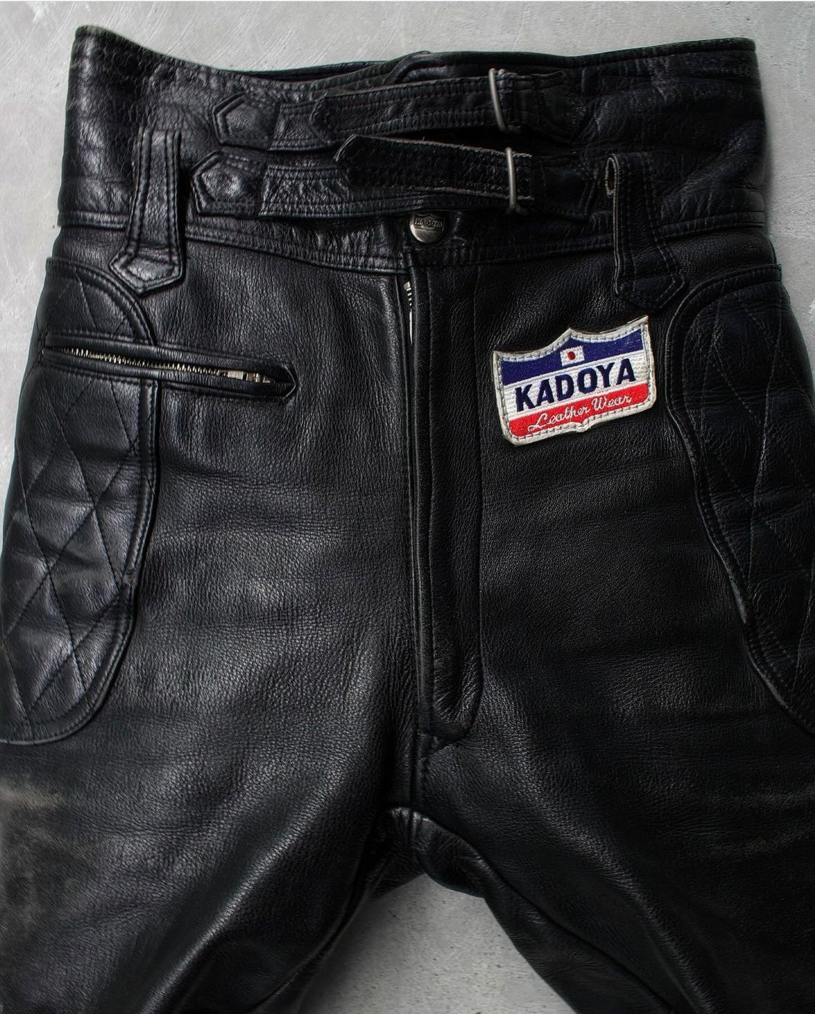 Kadoya Head Factory Vintage 90s Padded Leather Motocycle Pants
