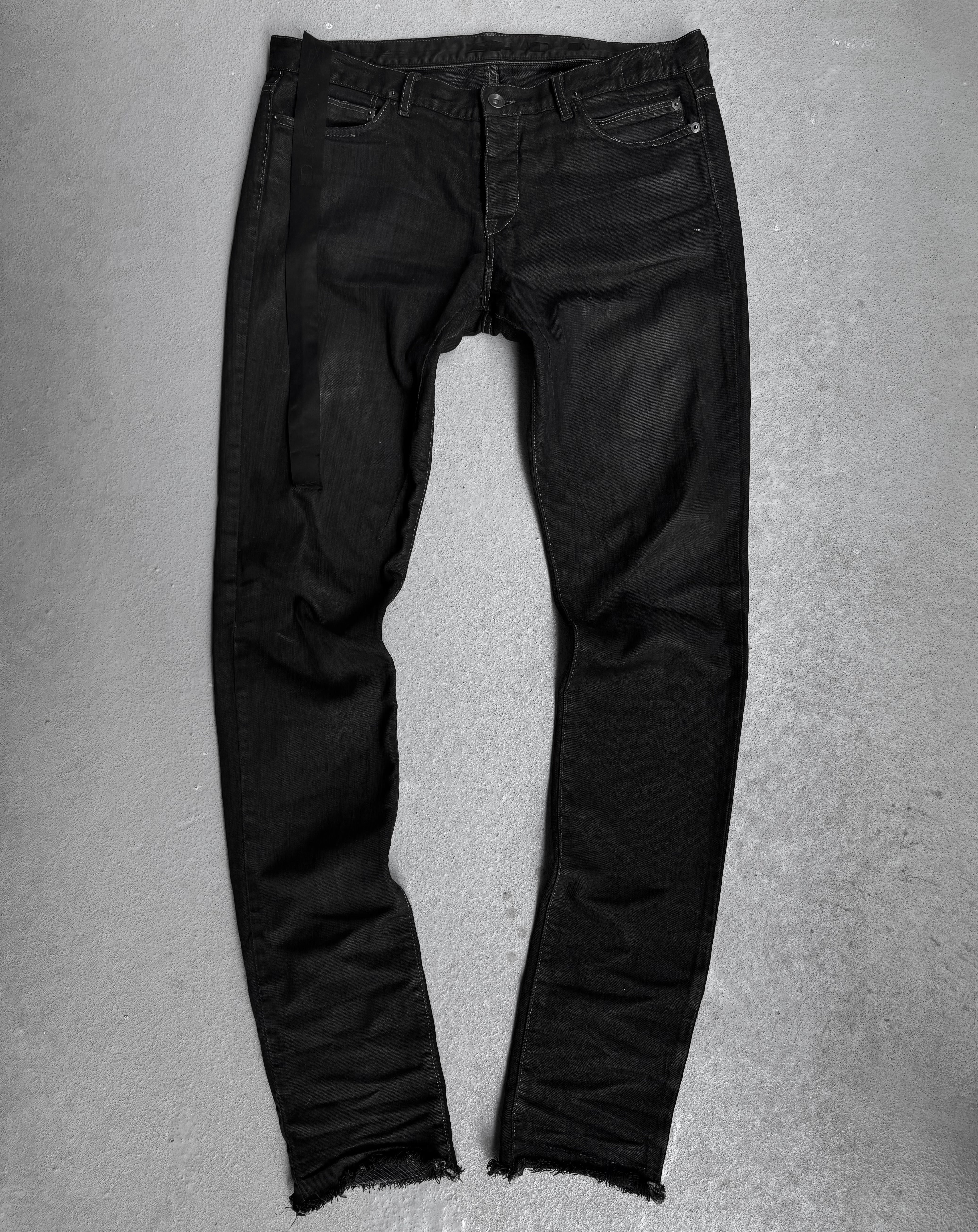 remake black&white skinny denim rick好 Rick Owens AW11 Black Light-waxed Skinny Denim | DRIEW