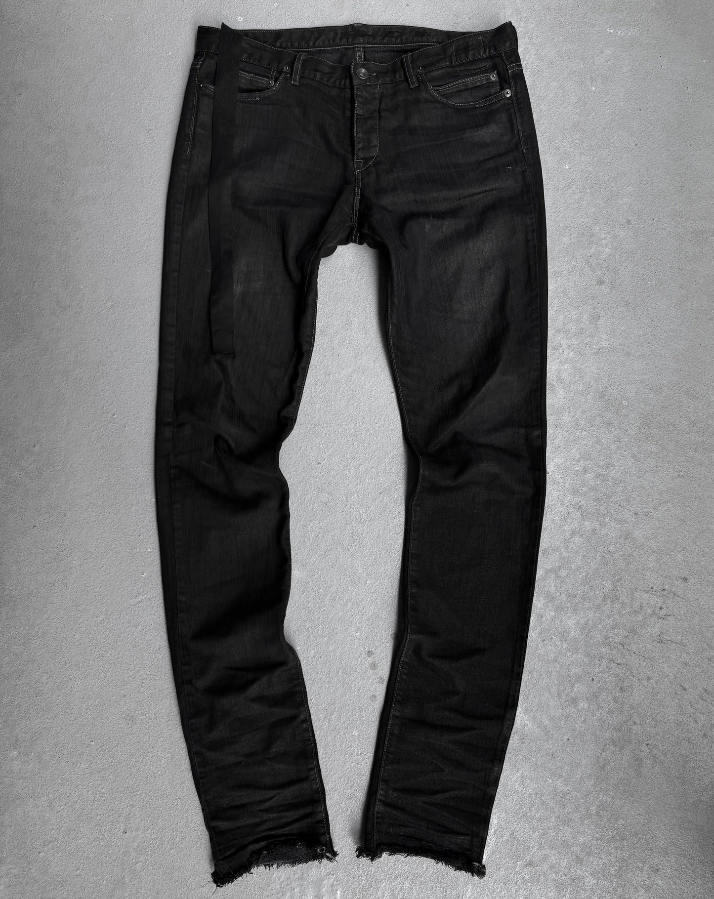 Rick Owens DRKSHDW AW11 “LIMO” Black Light-waxed ‘Detroit Cut’ Skinny Denim