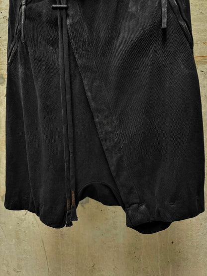 Boris Bidjan Saberi SS17 ‘P15-F0503M’ Object-dyed Vinyl Processed Military Drop-crotch Shorts