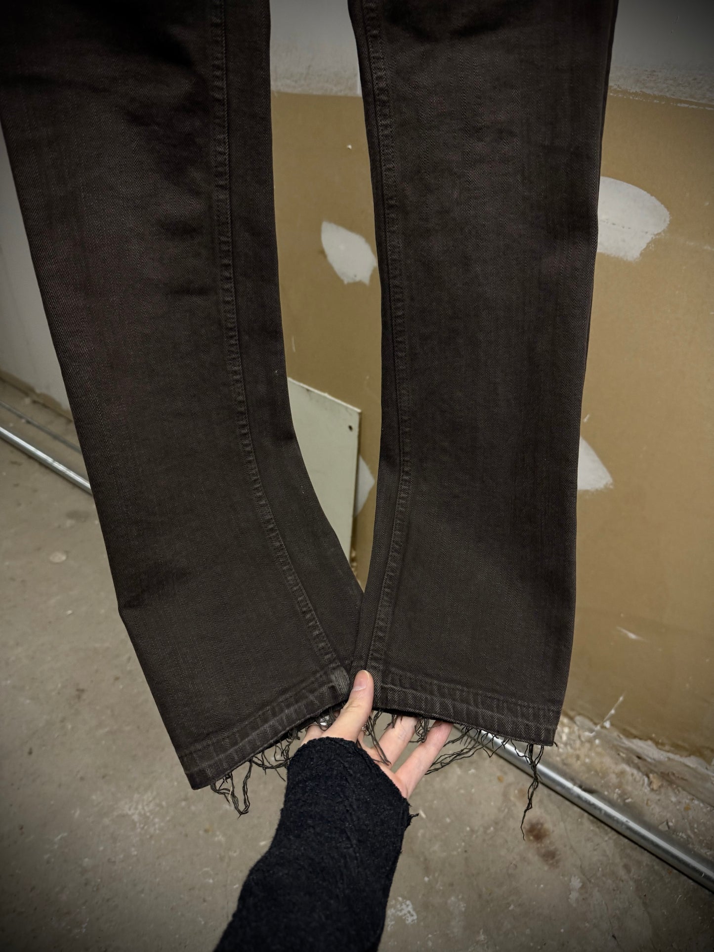 Number (N)ine SS07 "About a Boy" Brown Frayed Hem Skinny Denim