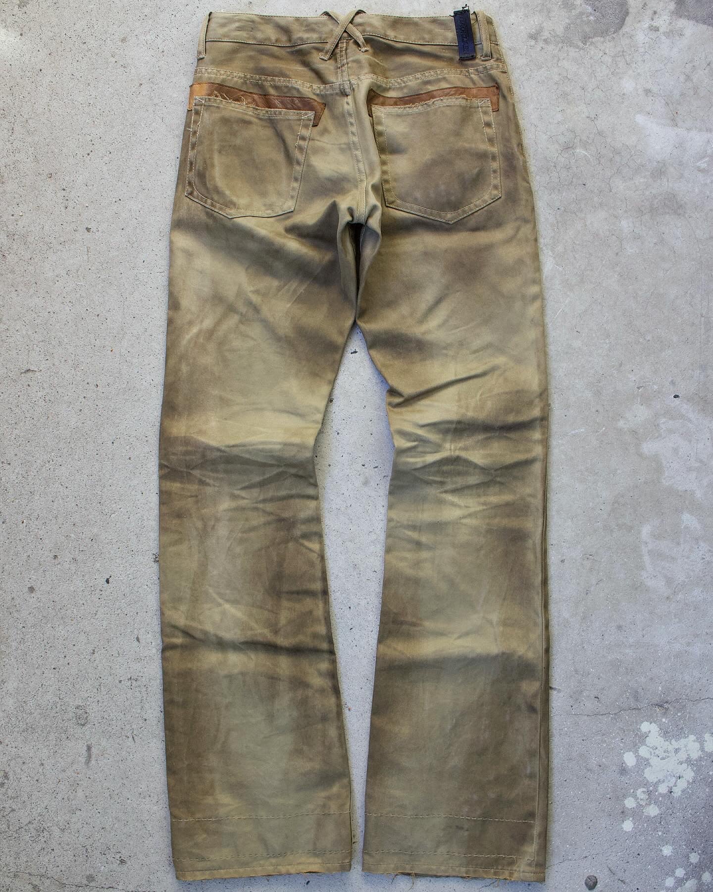 back full item shot Isamu Katayama “Backlash” SS11 ‘Chinocross’ Dirty Mud Wash Bootcut Pants