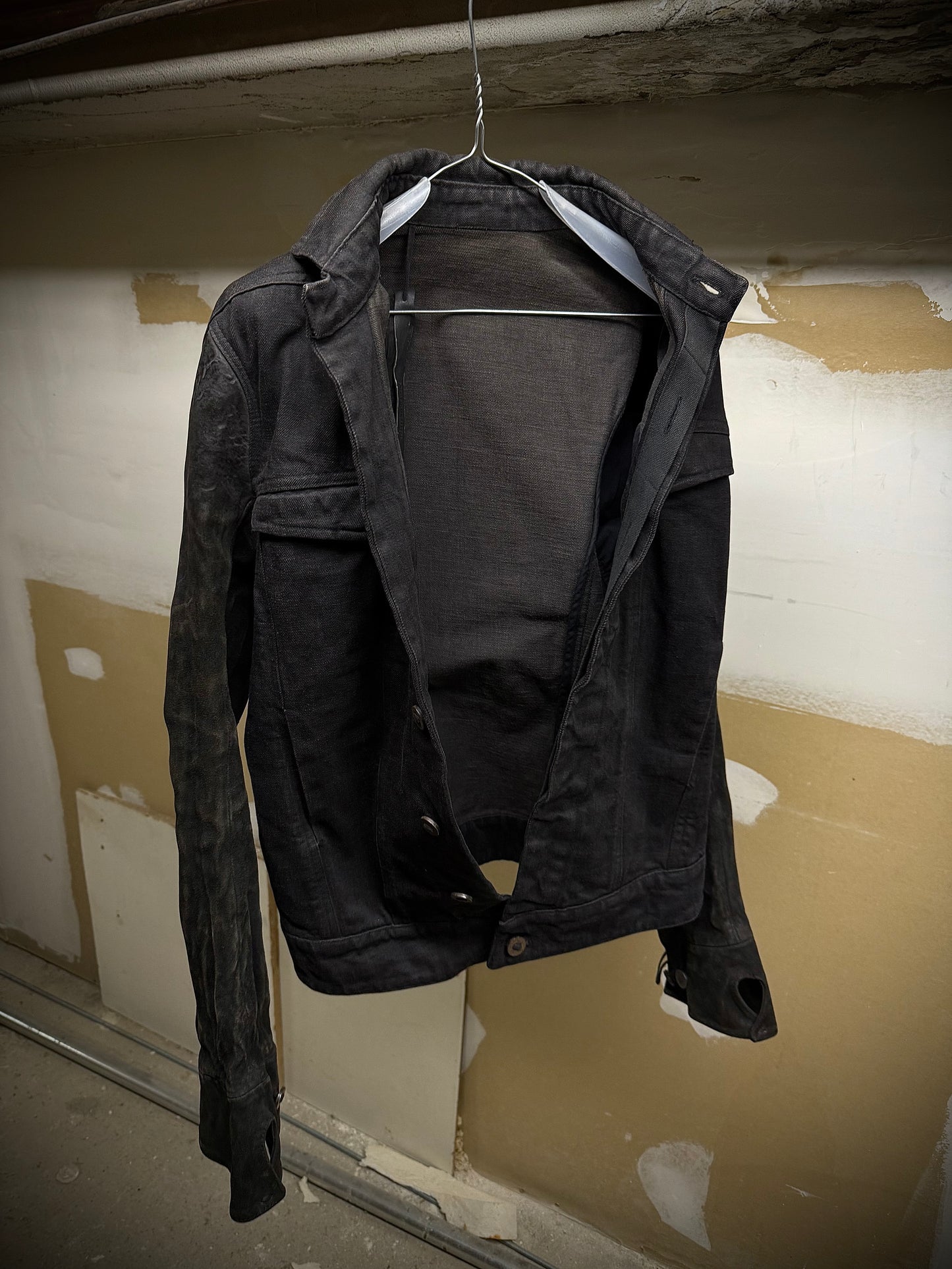 Boris Bidjan Saberi SS14 'TEJANA 1' Horse Culatta Leather Sleeve Hybrid Denim Jacket