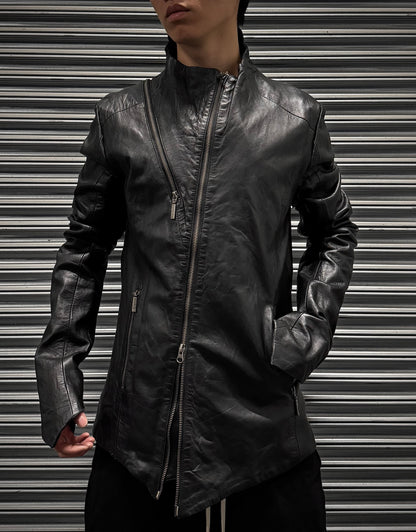 Yasuyuki Ishii Early 00s Spiral Zip Sheepskin Leather Jacket