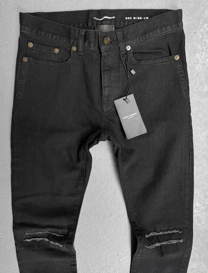 Saint Laurent Paris SS17 'D02' Distressed Knee Skinny Denim