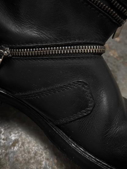 Raf Simons AW06-07 "Ashes & Heroes" Accordion Multi-Zip Leather Boots detail | DRIEW GARMENTS