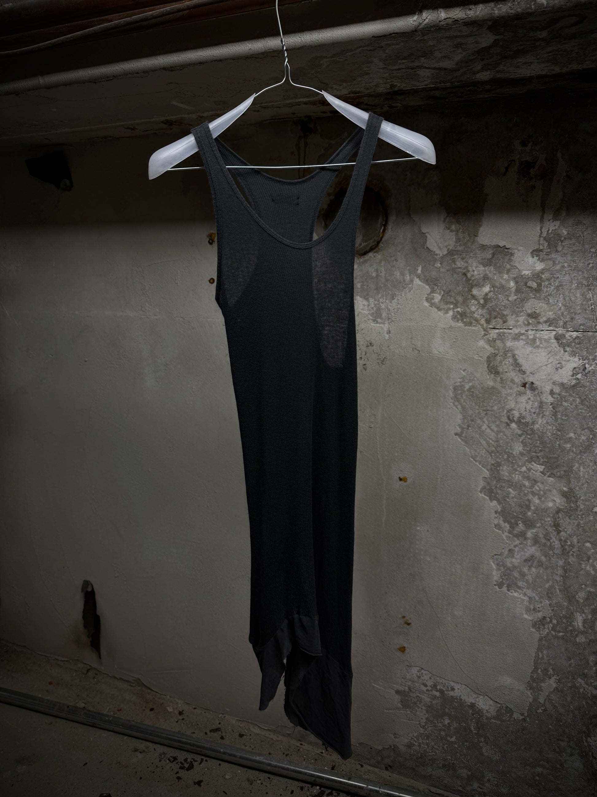 IfSixWasNine Early 00s 'NO. TANK-T/LG BE614' Grey Ribbed Asymmetrical Tank Top | Archive Fashion Toronto