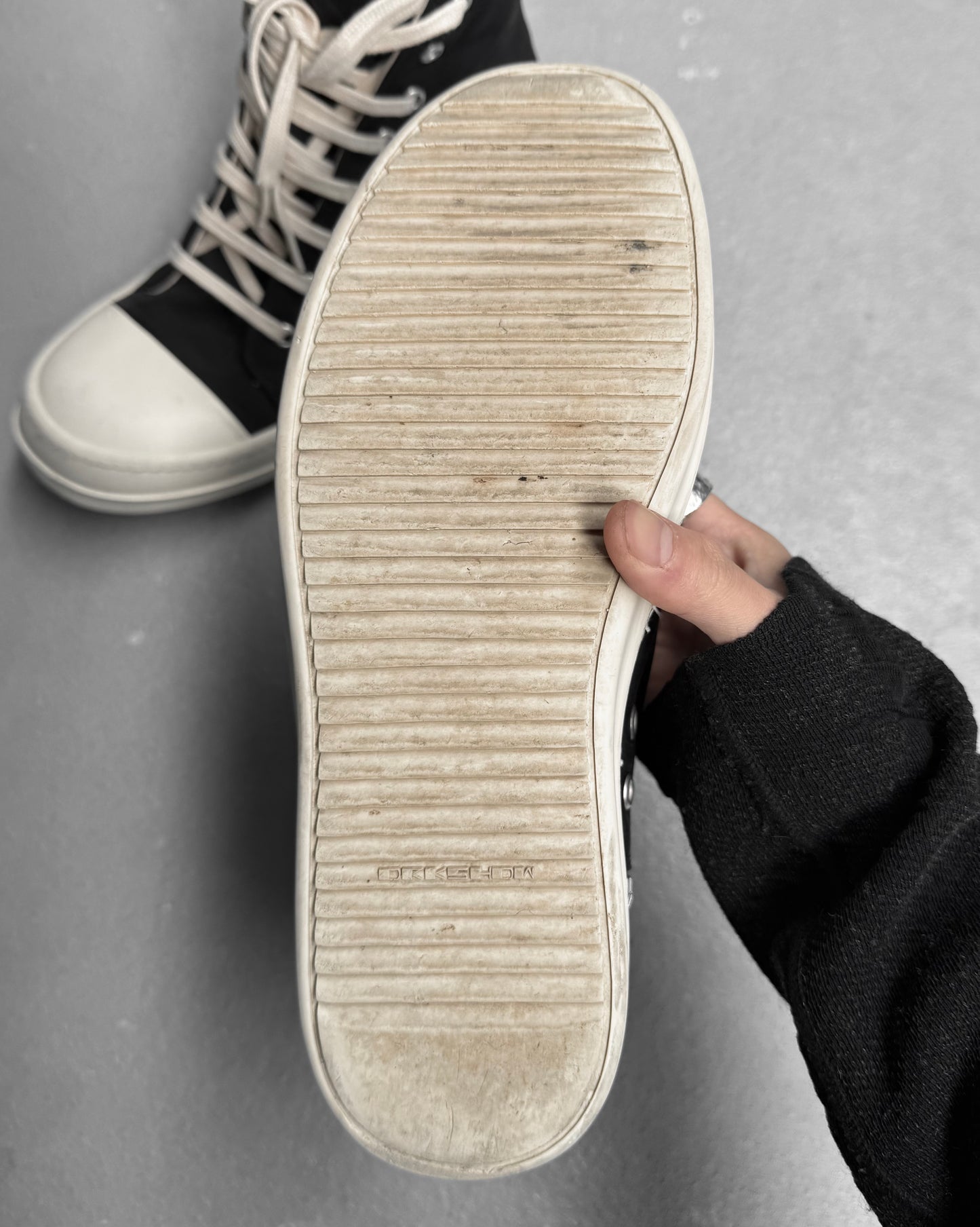 Rick Owens DRKSHDW AW23 “LUXOR” Pentagram Embroidered Nylon Canvas Ramones Sneakers