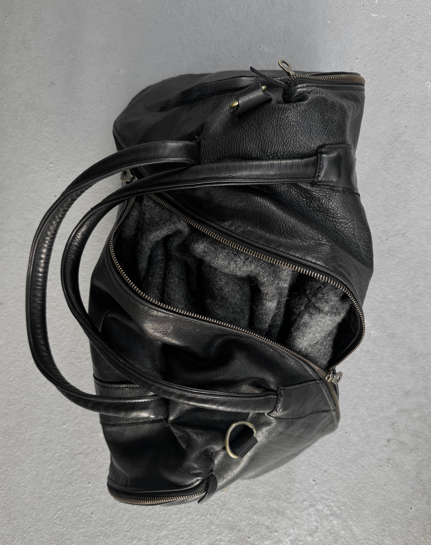 MiharaYasuhiro x Jas M.B SS09 ‘Boston’ Tornado Zip Black Cowhide Leather Duffle Bag