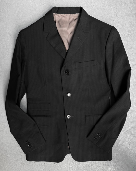 TRANS CONTINENTS Late 90s Wool Pinstripes Blazer