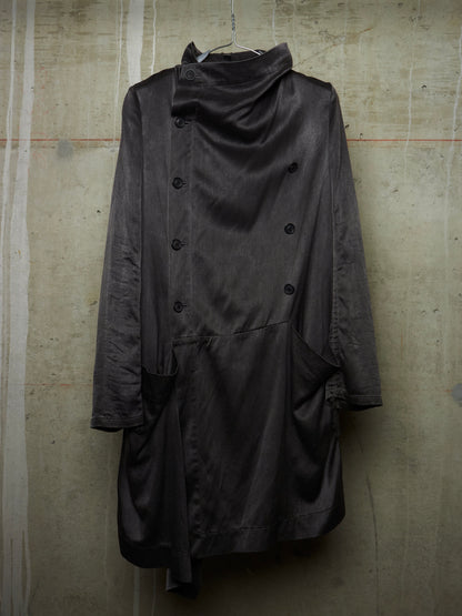 S/STERE SS10 "BUG" Dark Grey Lilac Silk Unlined Double Breasted Robe