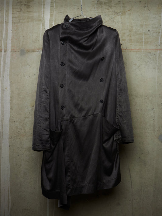 S/STERE SS10 "BUG" Dark Grey Lilac Silk Unlined Double Breasted Robe