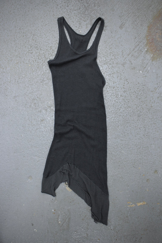 IfSixWasNine Early 00s 'NO. TANK-T/LG BE614' Grey Ribbed Asymmetrical Tank Top