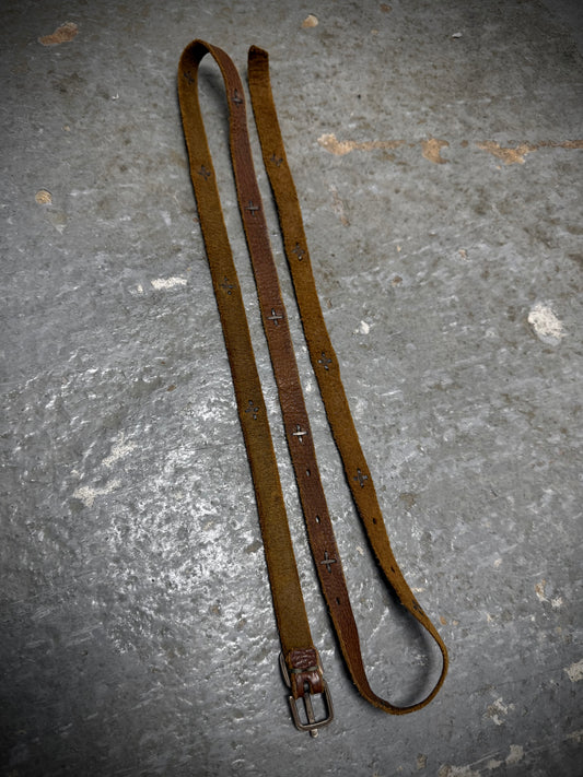 m.a+ by Maurizio Amadei 'ES21A' BI 3.0 S-Buckle Cross Studded Skinny Leather Belt | Archive Fashion Toronto