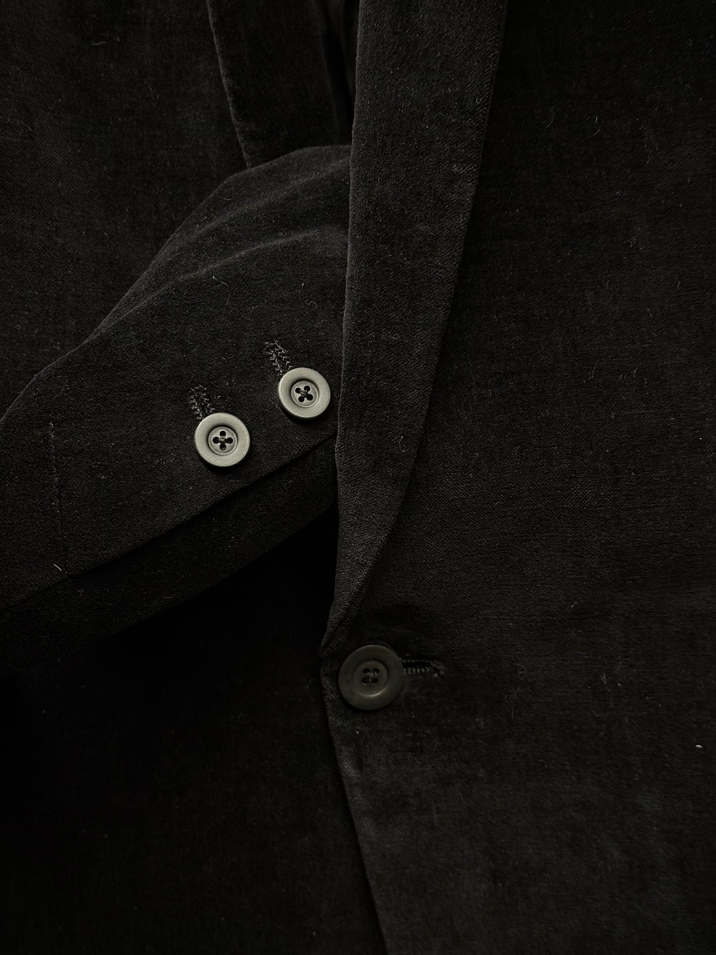 Rick Owens AW16 "MASTODON" Cotton Linen Single Button Velvet Blazer detail | DRIEW GARMENTS