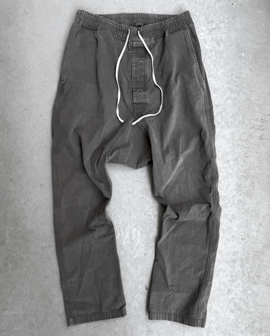 Rick Owens DRKSHDW AW16 "MASTODON" DRK DST Moleskin Drop-crotch Drawstring Pants