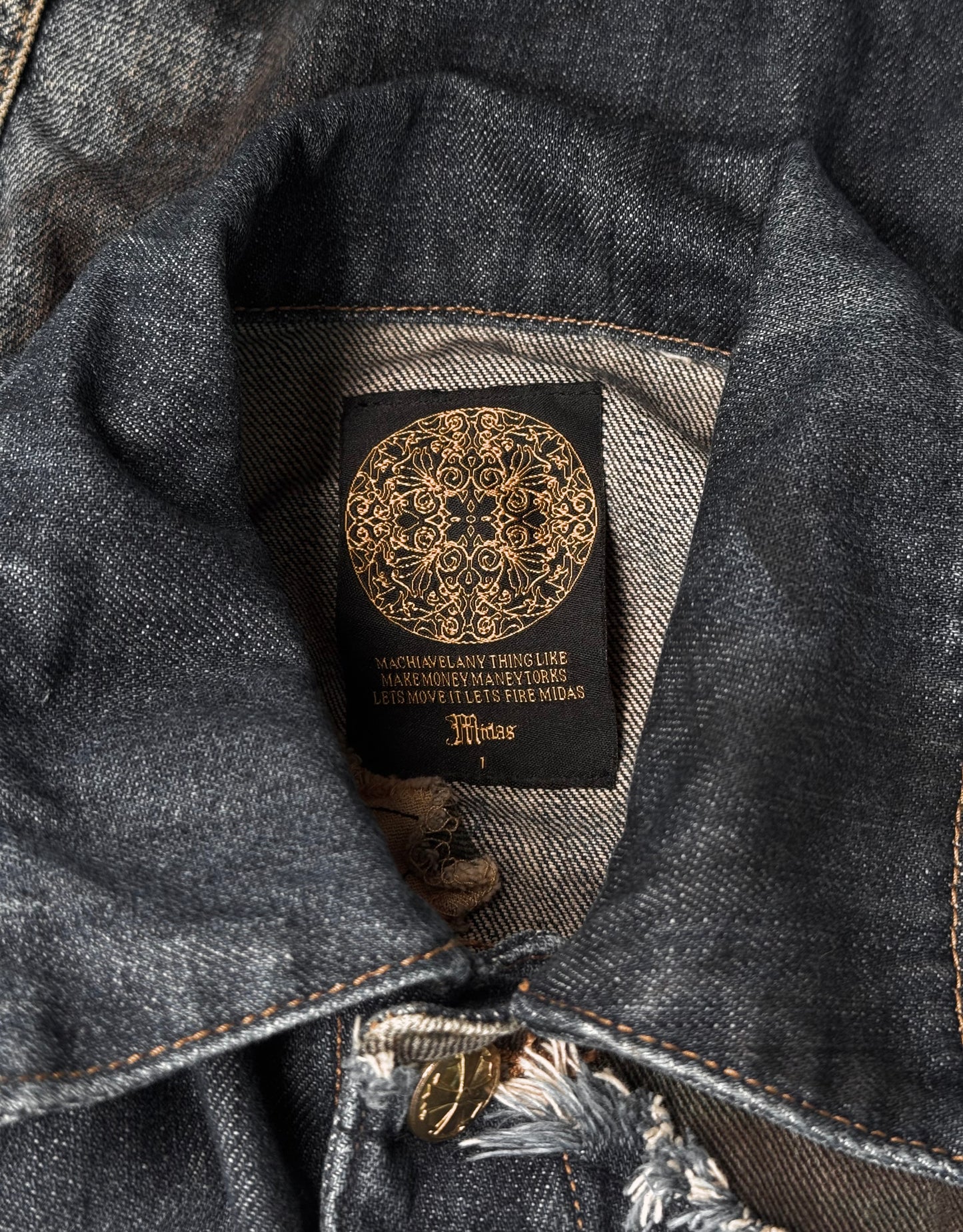 Midas Early 00s Mud-stained Camo Patchwork Denim Trucker Jacket
