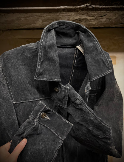 Taichi Murakami AW25 Indigo Hand-Dyed Reverse Calf Leather Work Jacket