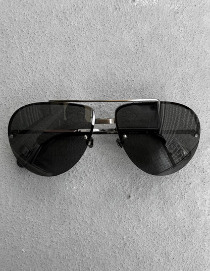 Ann Demeulemeester x Linda Farrow CAT.3 Titanium Gunmetal Aviator Sunglasses