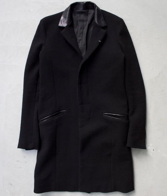 Isamu Katayama “BACKLASH” AW15 Calf Tanin Leather Trim Wool Coat