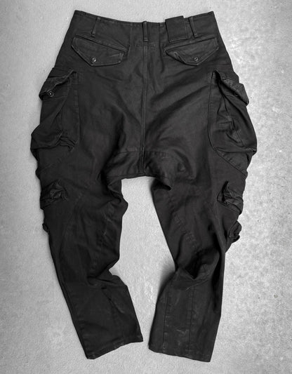 Julius_7 AW14-15 "Glitch;" Drop-crotch Gas-Mask Denim Cargo Pants