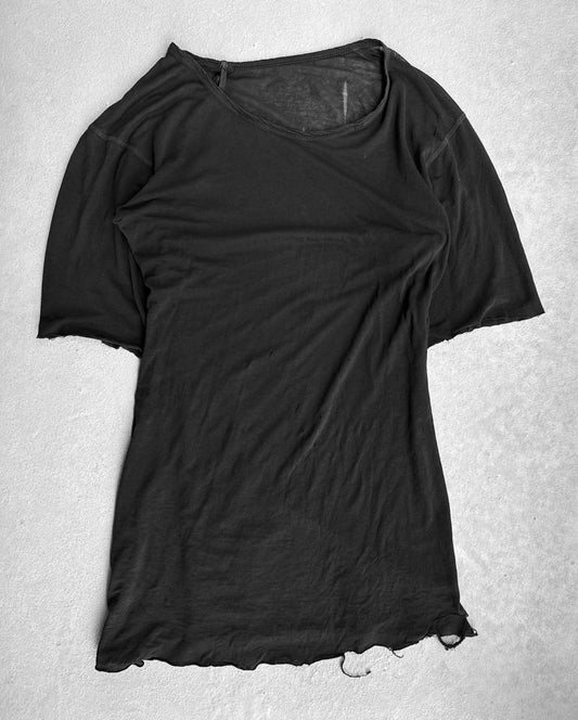 Boris Bidjan Saberi SS16 Black Object-dyed Asymmetrical Raw Hem T-shirt