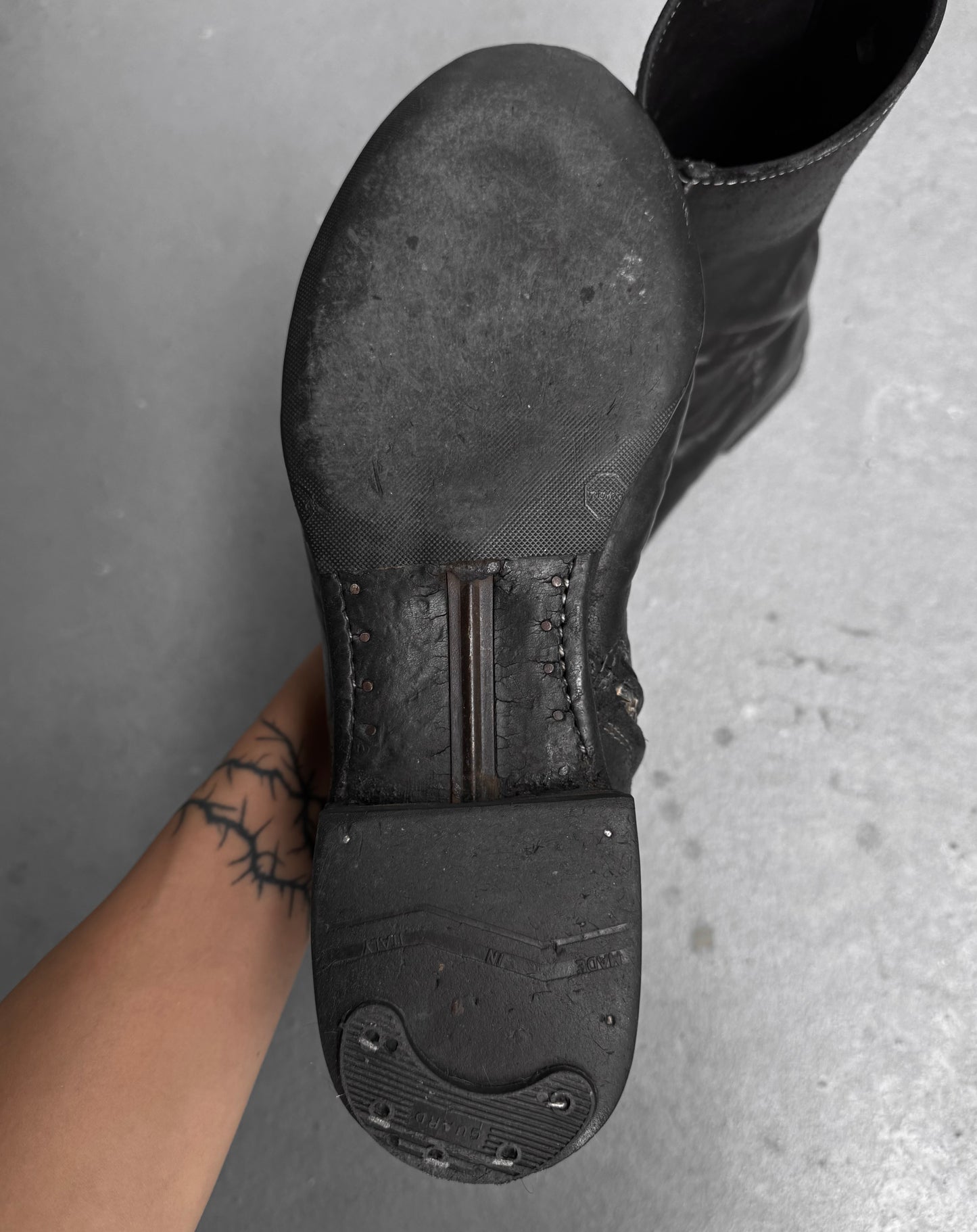 Carol Christian Poell ‘AM/2601 CUL-PTC’ Black Object-dyed Culatta Horse Leather Tornado Boots
