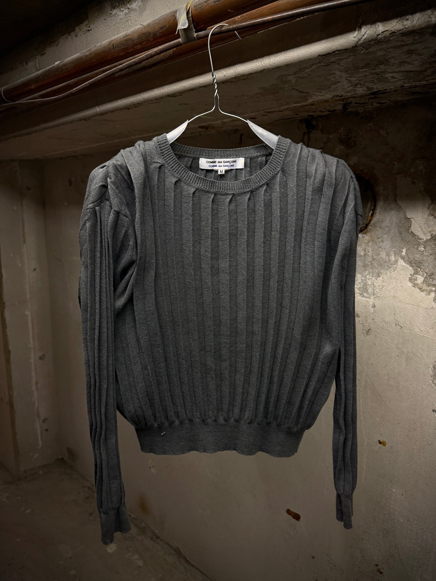 COMME des GARÇONS CDG Early 00s Grey Pleated Knit Sweater | Archive Fashion Toronto