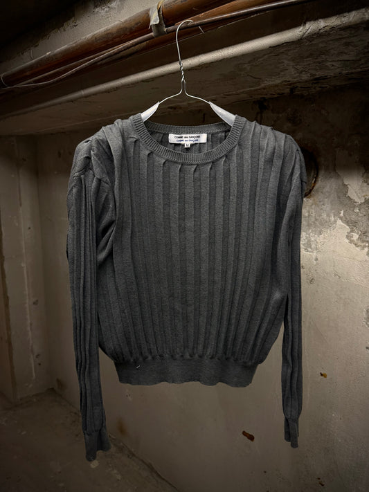 COMME des GARÇONS CDG Early 00s Grey Pleated Knit Sweater | Archive Fashion Toronto
