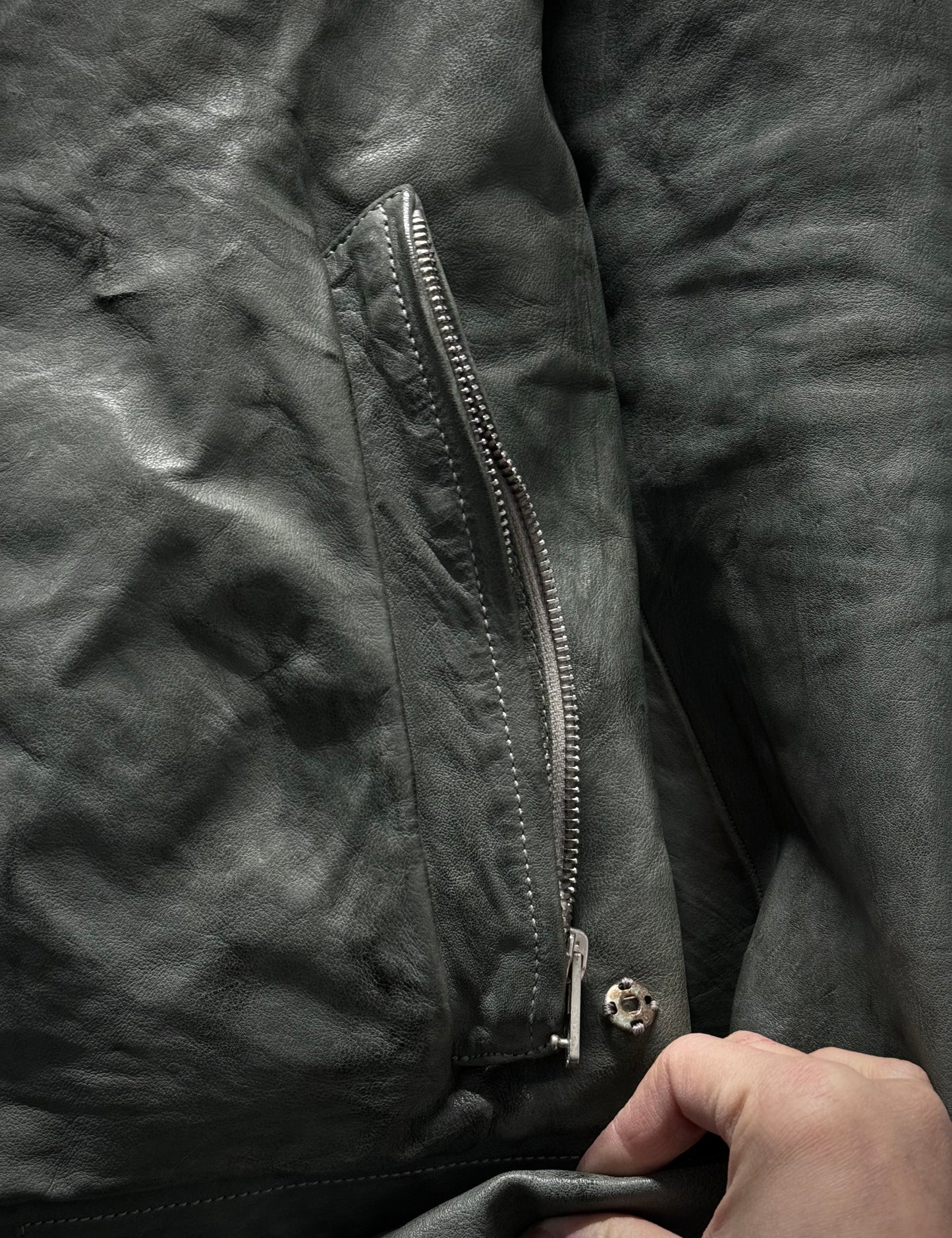 Carol Christian Poell 'LM/2599G-SP ROOMS-PTC/19' Spine Elbow & Hand High Neck Leather Jacket detail | DRIEW GARMENTS