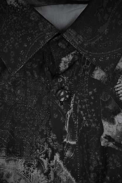 kiryuyrik AW23 Grey Butterfly Nature Print French Cuff Shirt detail | DRIEW GARMENTS