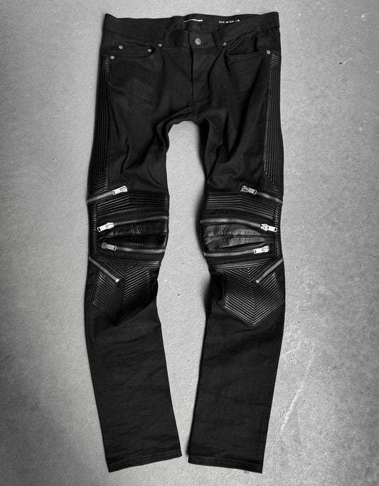 Saint Laurent Paris AW13 ‘D04’ Leather Biker Skinny Denim