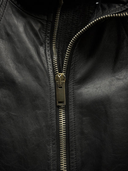 Rick Owens AW13 "PLINTH" High Neck Intarsia Calf Leather Jacket detail | DRIEW GARMENTS