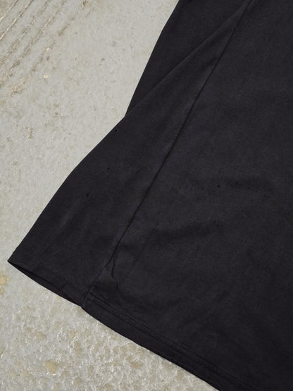 DEVOA Rolled Neck Blistered Leather Back Seam Panel T-shirt