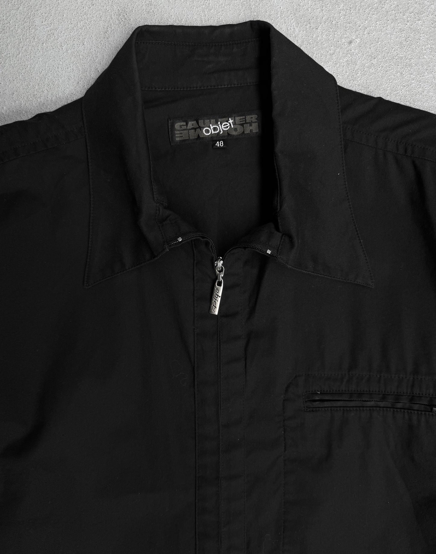 Jean-Paul GAULTIER Objet Early 00s Black Zip-up Short-sleeve Shirt